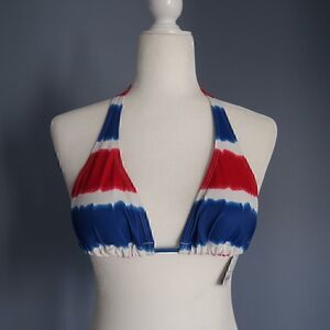 CITY STREETS RED WHITE BLUE HALTER BIKINI TOP SIZE XS NWT